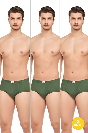 Erkek 3'lü Ekonomik Yeşil Slip Külot - Özel Paketinde