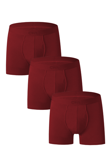 Erkek 3'lü Likralı Bordo Boxer - Premium Ambalajlı Paketinde
