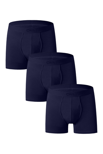 Erkek 3'lü Likralı Lacivert Boxer - Premium Ambalajlı Paketinde
