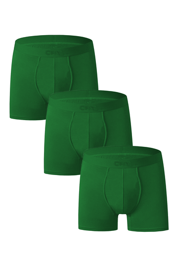 Erkek 3'lü Likralı Yeşil Boxer - Premium Ambalajlı Paketinde
