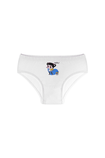Kız Çocuk Tekli Cute Girl Desenli Beyaz Külot - Özel Paketinde