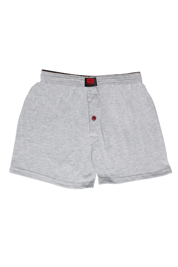 Erkek Tekli Penye Düğmeli Rahat Gri Melanj Boxer - Özel Premium Paketinde