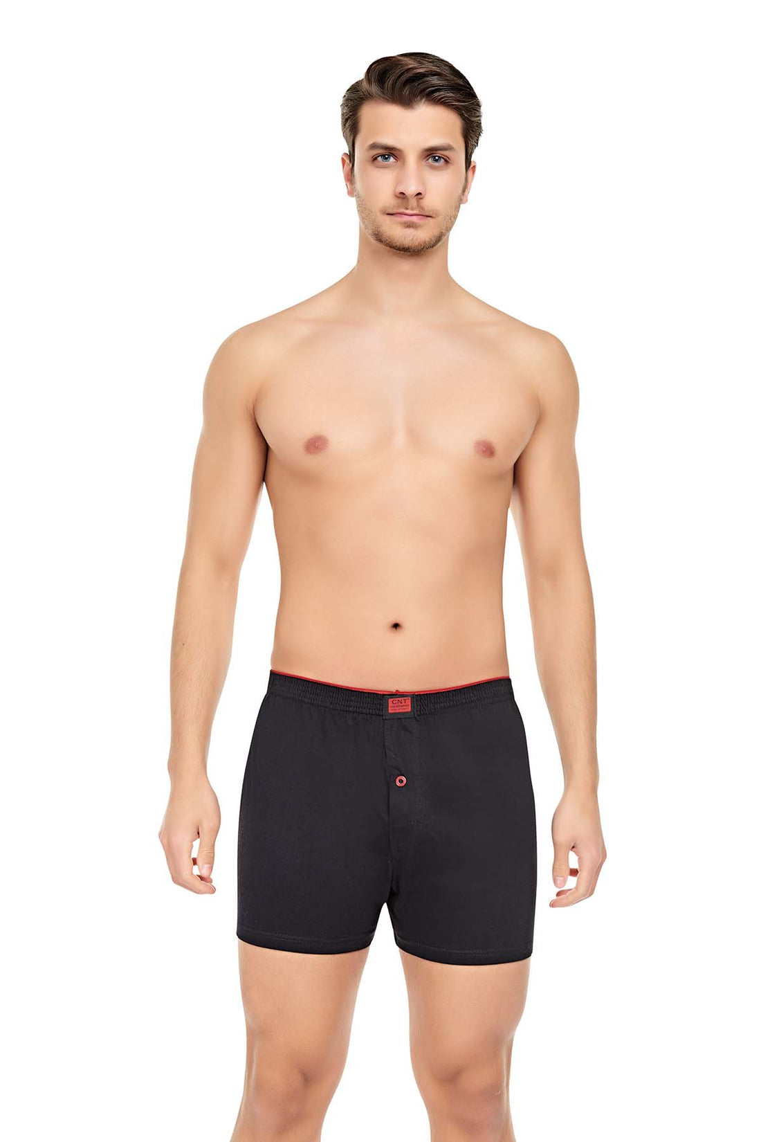 Erkek 3'lü Penye Düğmeli Rahat Siyah Boxer - Özel Premium Paketinde