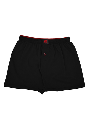 Erkek Tekli Penye Düğmeli Rahat Siyah Boxer - Özel Premium Paketinde