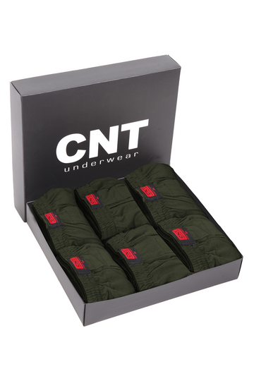 Erkek 6'lı Penye Düğmeli Rahat Yeşil Boxer - Özel Premium Paketinde