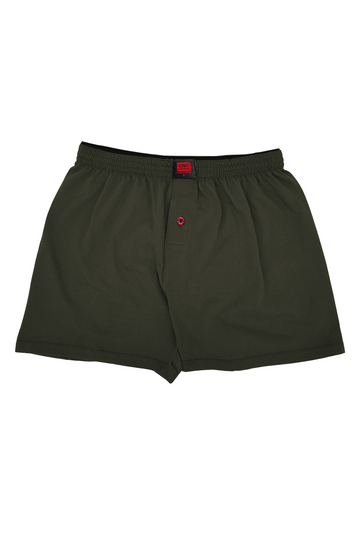 Erkek Tekli Penye Düğmeli Rahat Yeşil Boxer - Özel Premium Paketinde