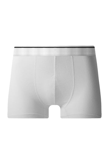 Erkek Tekli Likralı Beli Çizgili Beyaz Boxer - Özel Paketinde