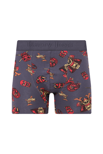 Erkek Tekli Likralı Devil Desenli Boxer - Premium Ambalajlı Paketinde