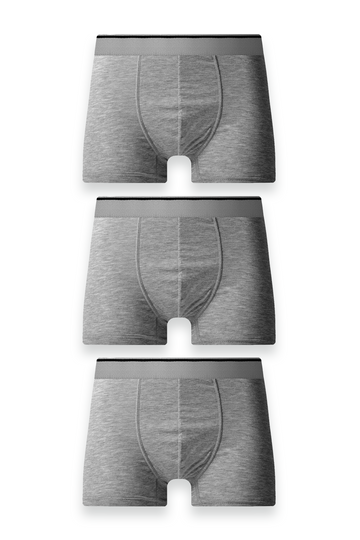 Erkek 3'lü Likralı Beli Çizgili Gri Boxer - Özel Paketinde