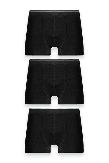 Erkek 3'lü Likralı Beli Çizgili Siyah Boxer - Özel Paketinde