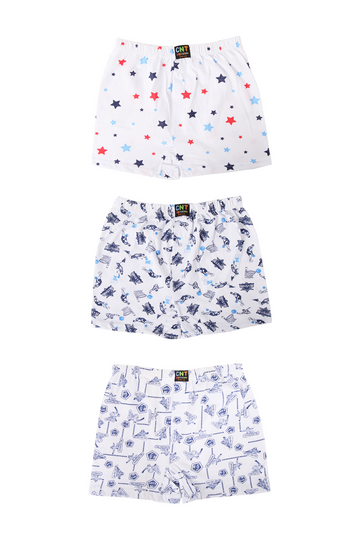 Erkek Çocuk 3'lü Desenli Pamuklu Boxer - Özel Premium Paketinde