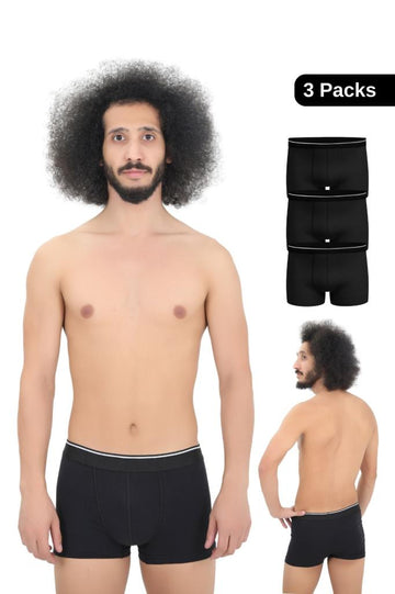 Erkek 3'lü Ekonomik Likralı Siyah Boxer - Özel Paketinde