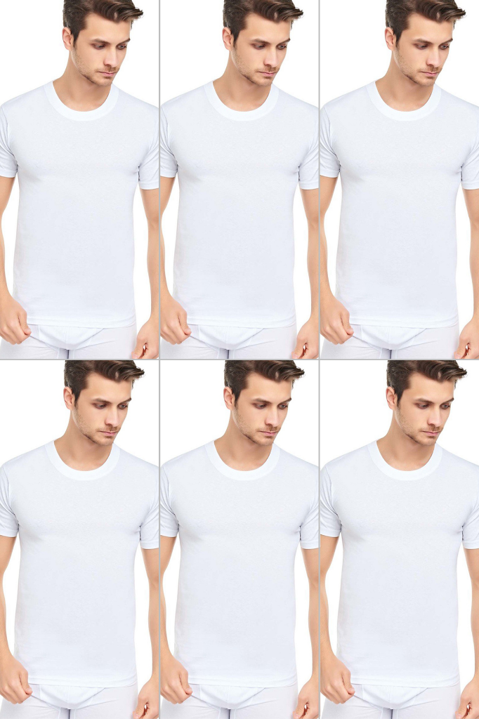Erkek Slim Fit Sıfır Yaka Fanila T-Shirt 6'lı Paket