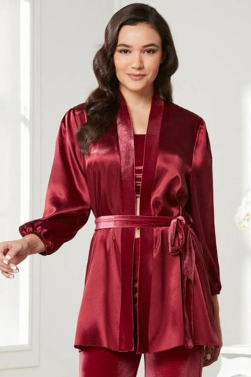 Kadife Saten Kadın Pijama Takımı – Bordo / Ekru / Mist / Siyah
