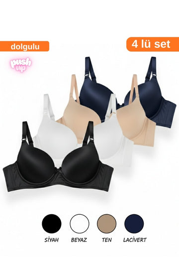 Kadın 4'Lü Dolgulu Destekli Sütyen – Konforlu ve Şık Tasarım