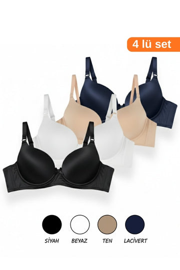 Kadın 4'Lü Dolgusuz Sütyen – Konforlu ve Şık Tasarım