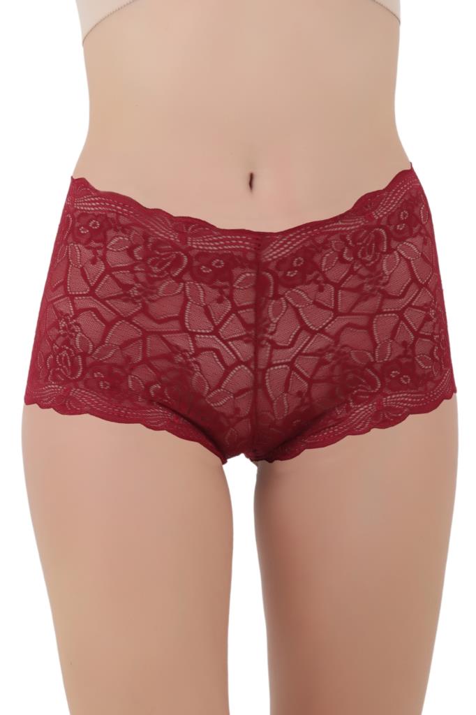 Kadın Transparan Dantelli Tanga Şort Külot
