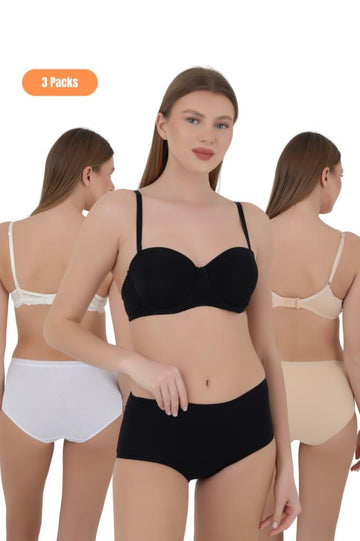 Kadın Yüksek Bel Toparlayıcı Külot - Ekstra Yumuşak 3'lü Özel Paket (Siyah, Beyaz, Ten Renk)