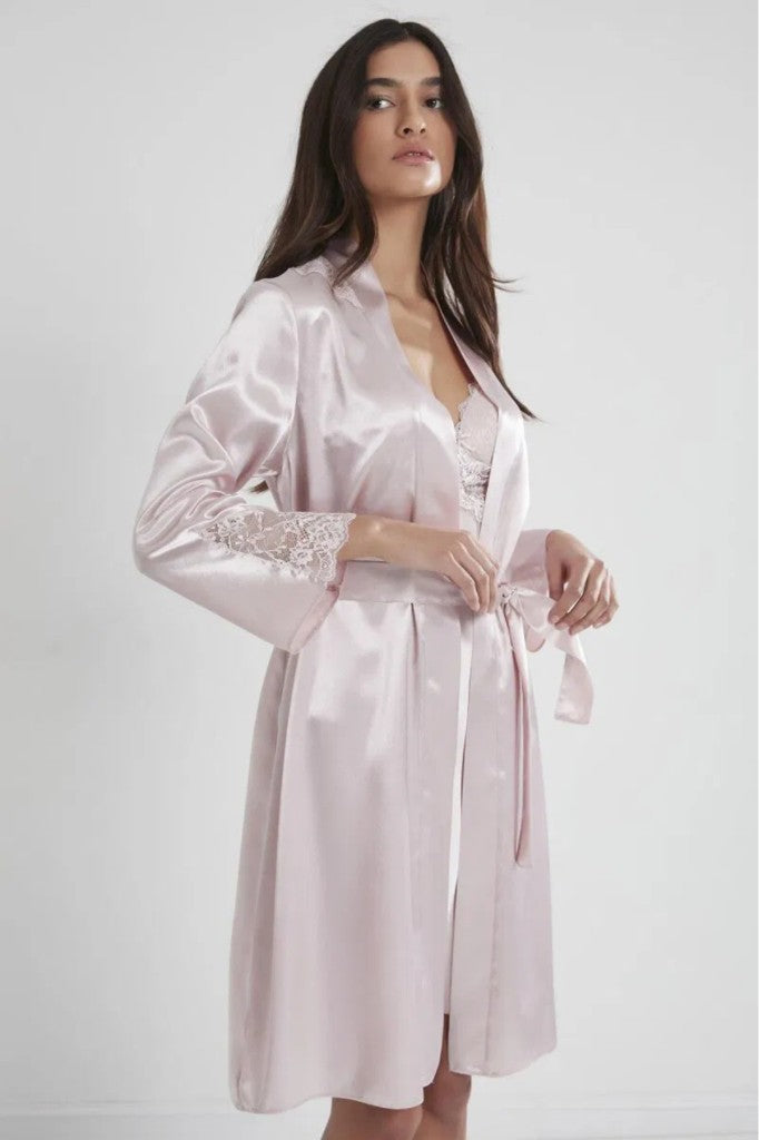 Saten Dantelli Kadın Gecelik ve Sabahlık Takımı