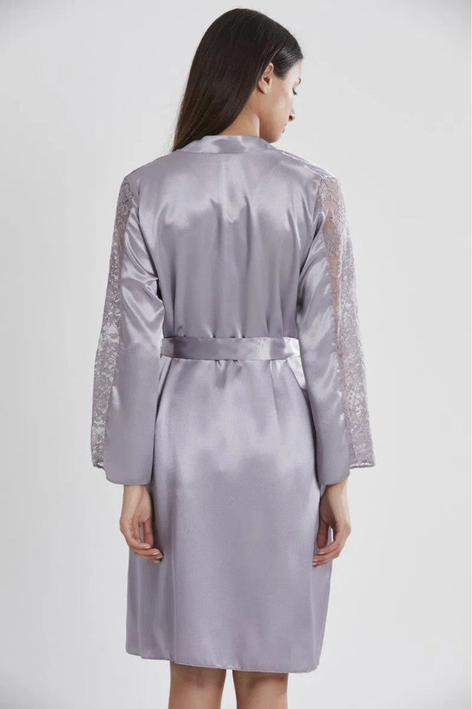 Saten Dantelli Kadın Gecelik ve Sabahlık Takımı