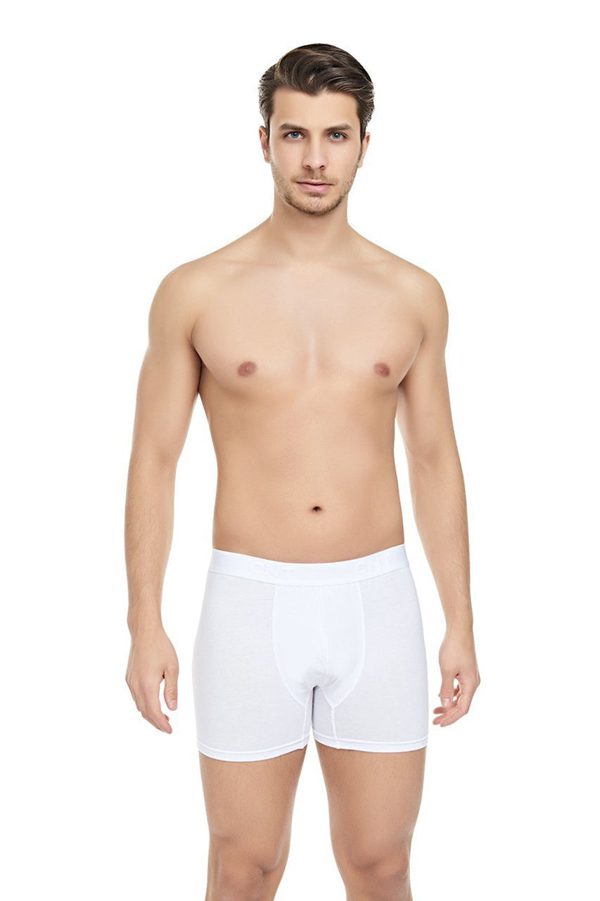 Erkek 3'lü Likralı Beyaz Boxer - Premium Ambalajlı Paketinde