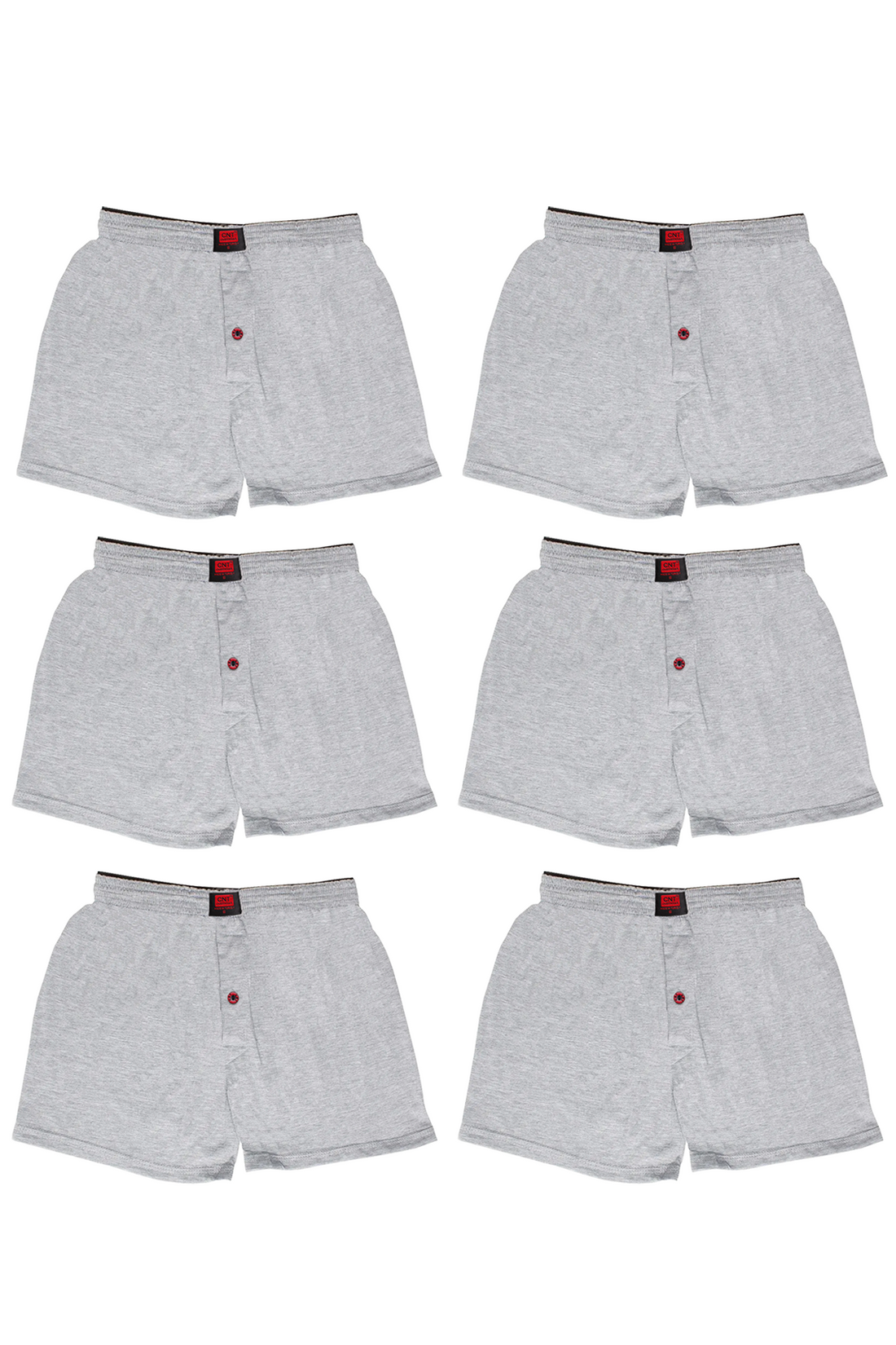 Erkek 6'lı Penye Düğmeli Rahat Gri Melanj Boxer - Özel Premium Paketinde