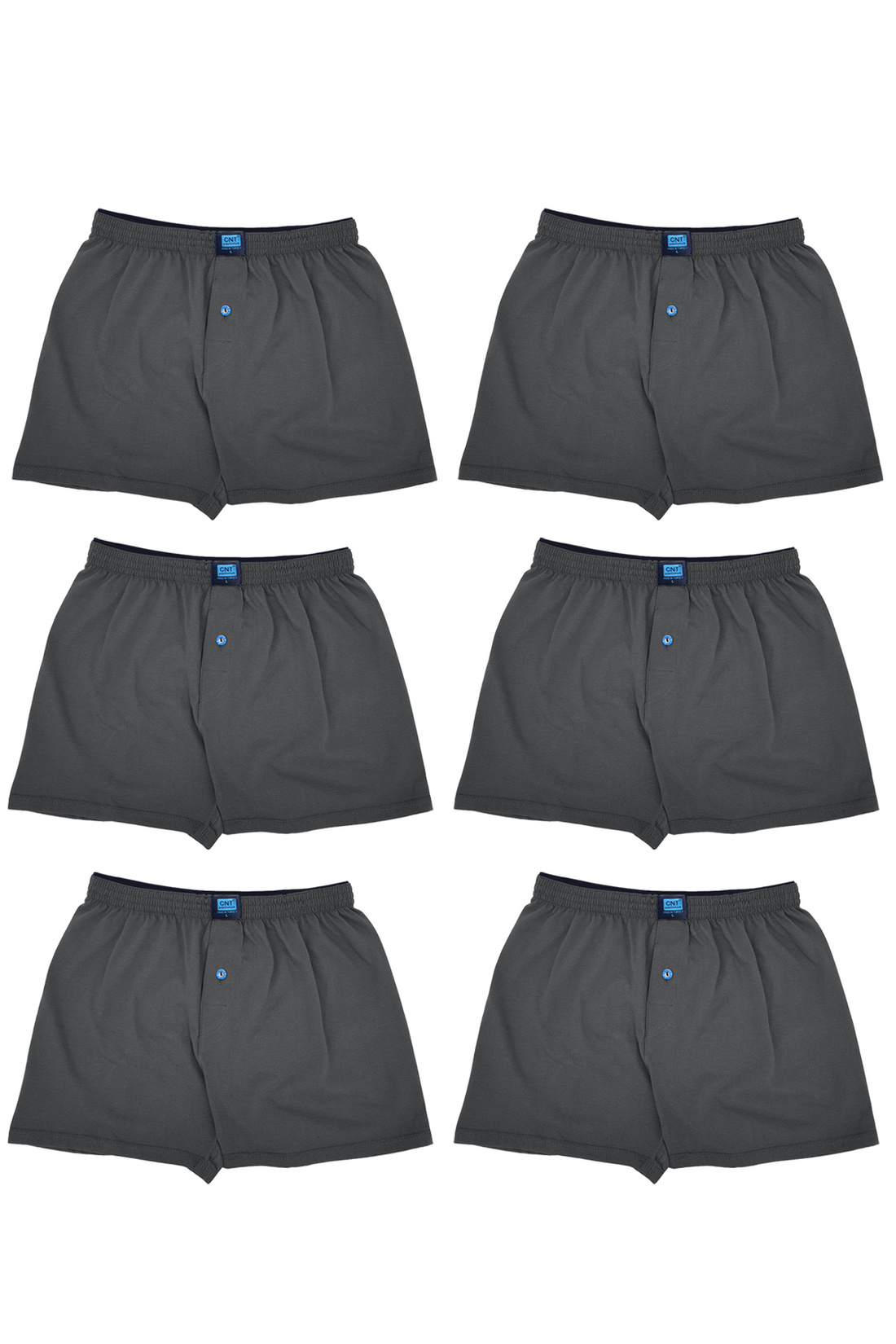 Erkek 6'lı Penye Düğmeli Rahat Gri Boxer - Özel Premium Paketinde