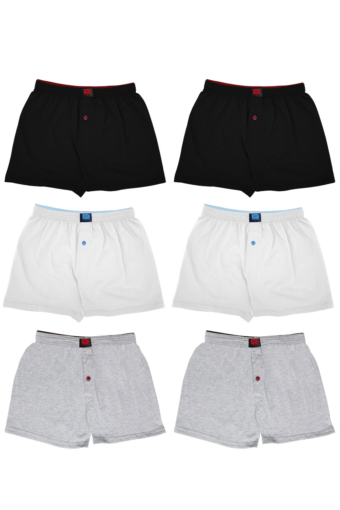 Erkek 6'lı Penye Düğmeli Rahat Karışık Boxer - Özel Premium Paketinde