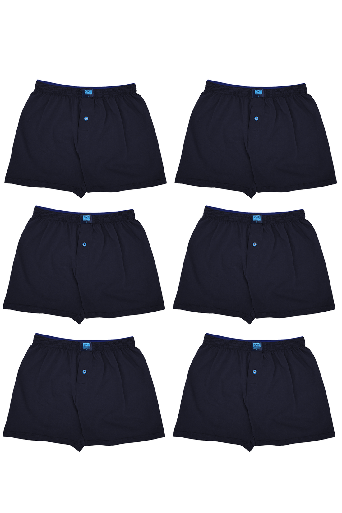 Erkek 6'lı Penye Düğmeli Rahat Lacivert Boxer - Özel Premium Paketinde