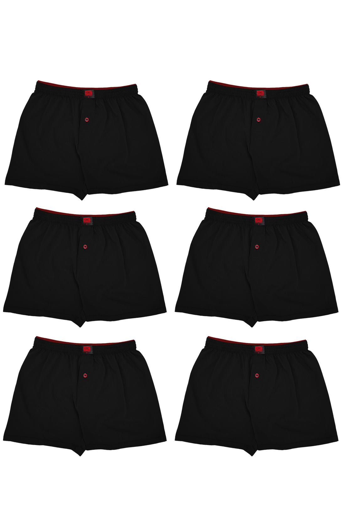Erkek 6'lı Penye Düğmeli Rahat Siyah Boxer - Özel Premium Paketinde