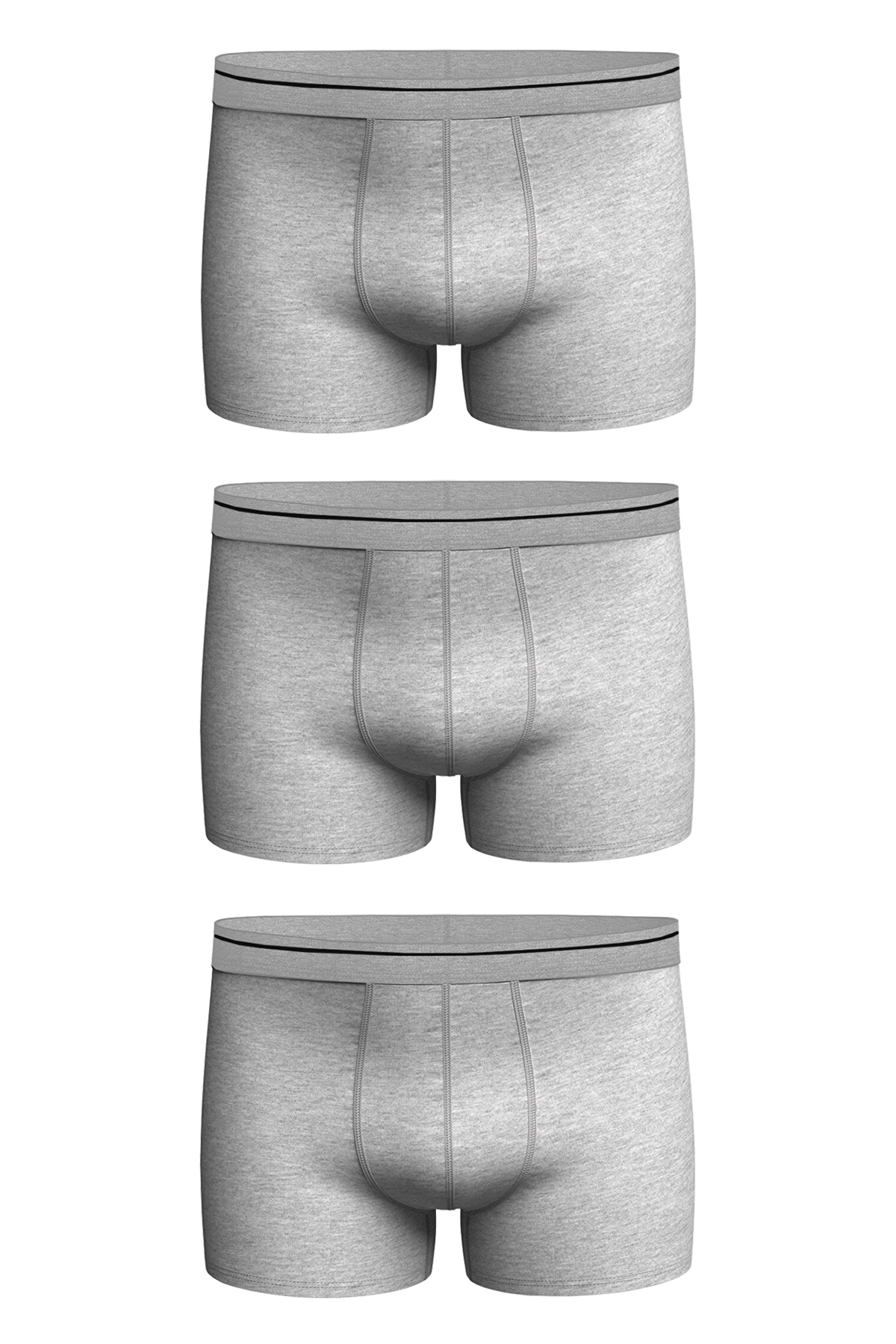 Erkek 3'lü Ekonomik Likralı Gri Boxer - Özel Paketinde
