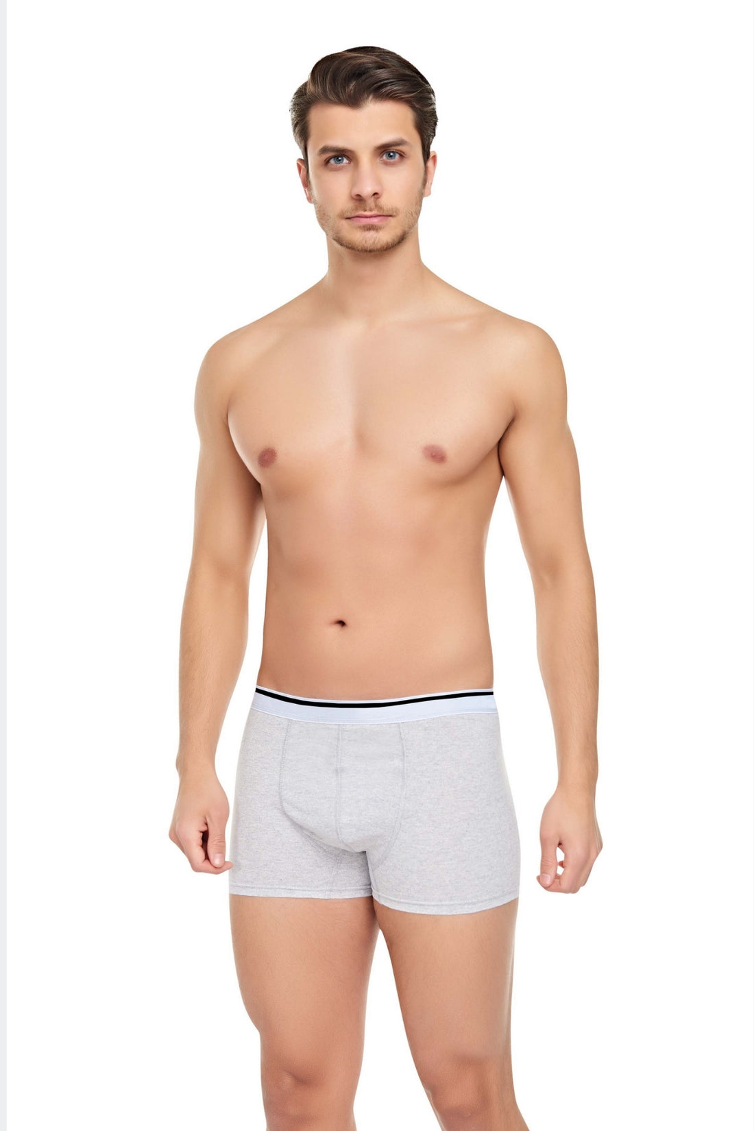 Erkek 3'lü Likralı Beli Çizgili Gri Boxer - Özel Paketinde