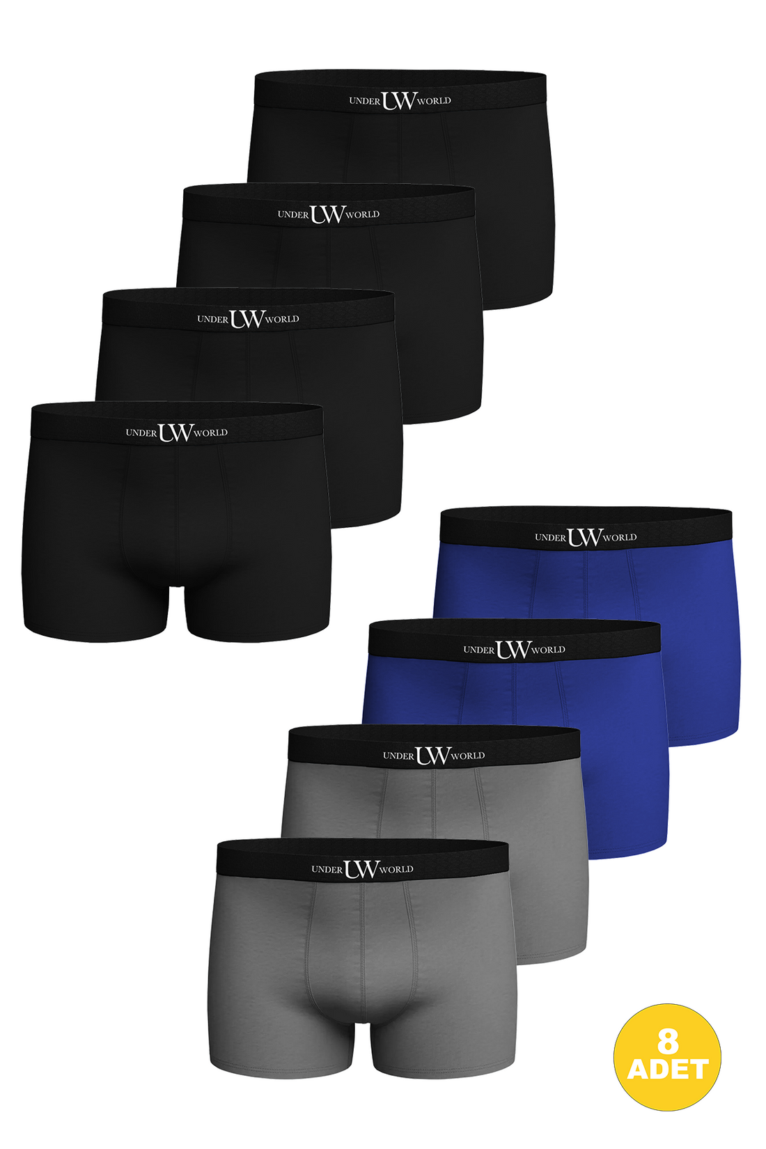 Erkek 8'li Likralı Karışık-3 Premium Boxer - Özel Elegance Kutusunda
