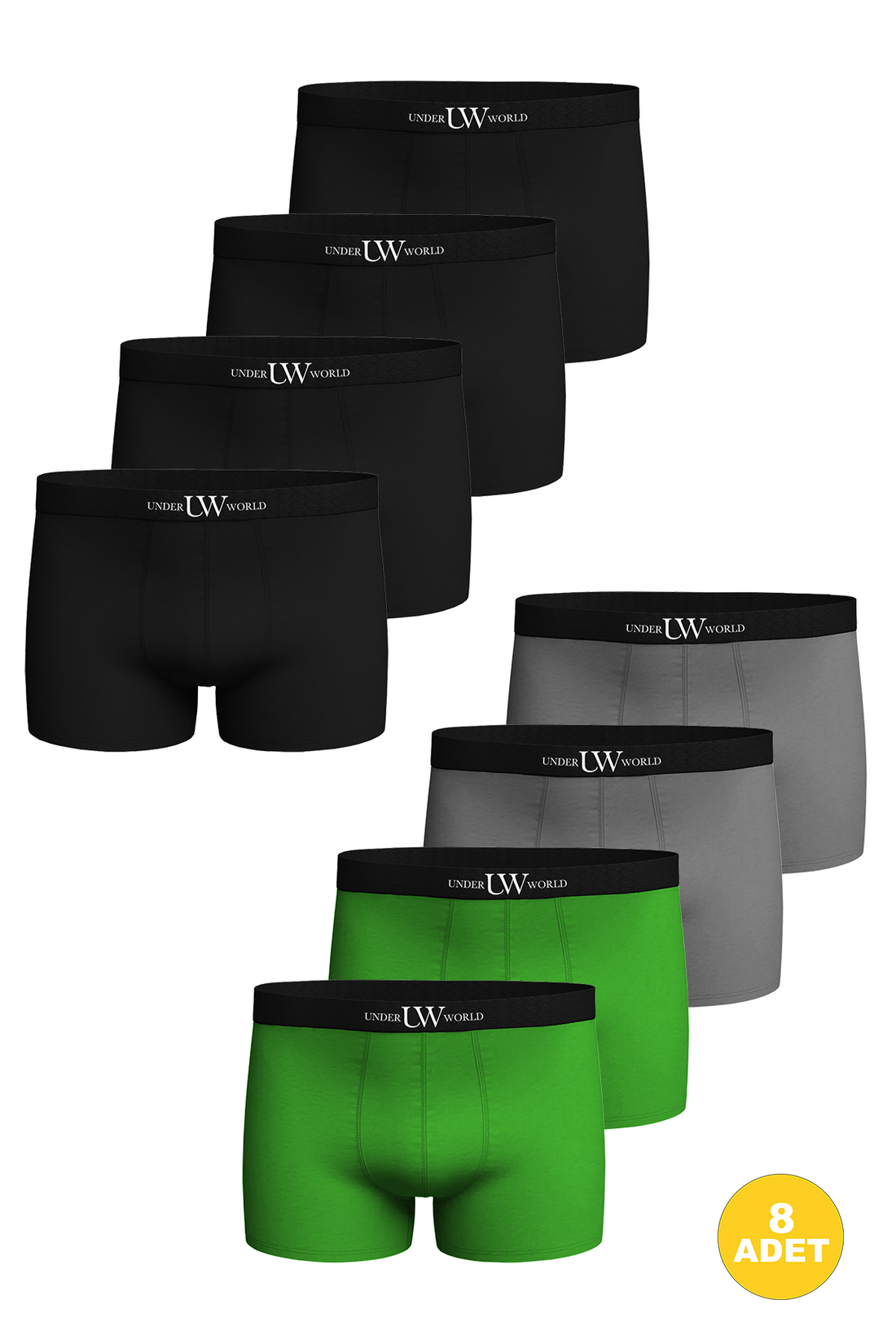 Erkek 8'li Likralı Karışık-4 Premium Boxer - Özel Elegance Kutusunda