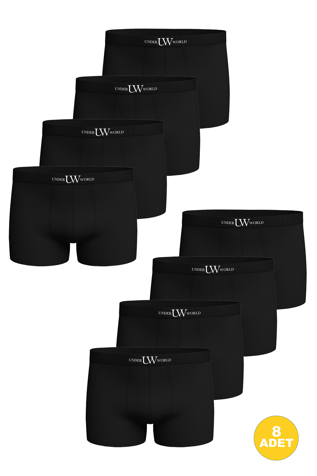 Erkek 8'li Likralı Siyah Premium Boxer - Özel Elegance Kutusunda
