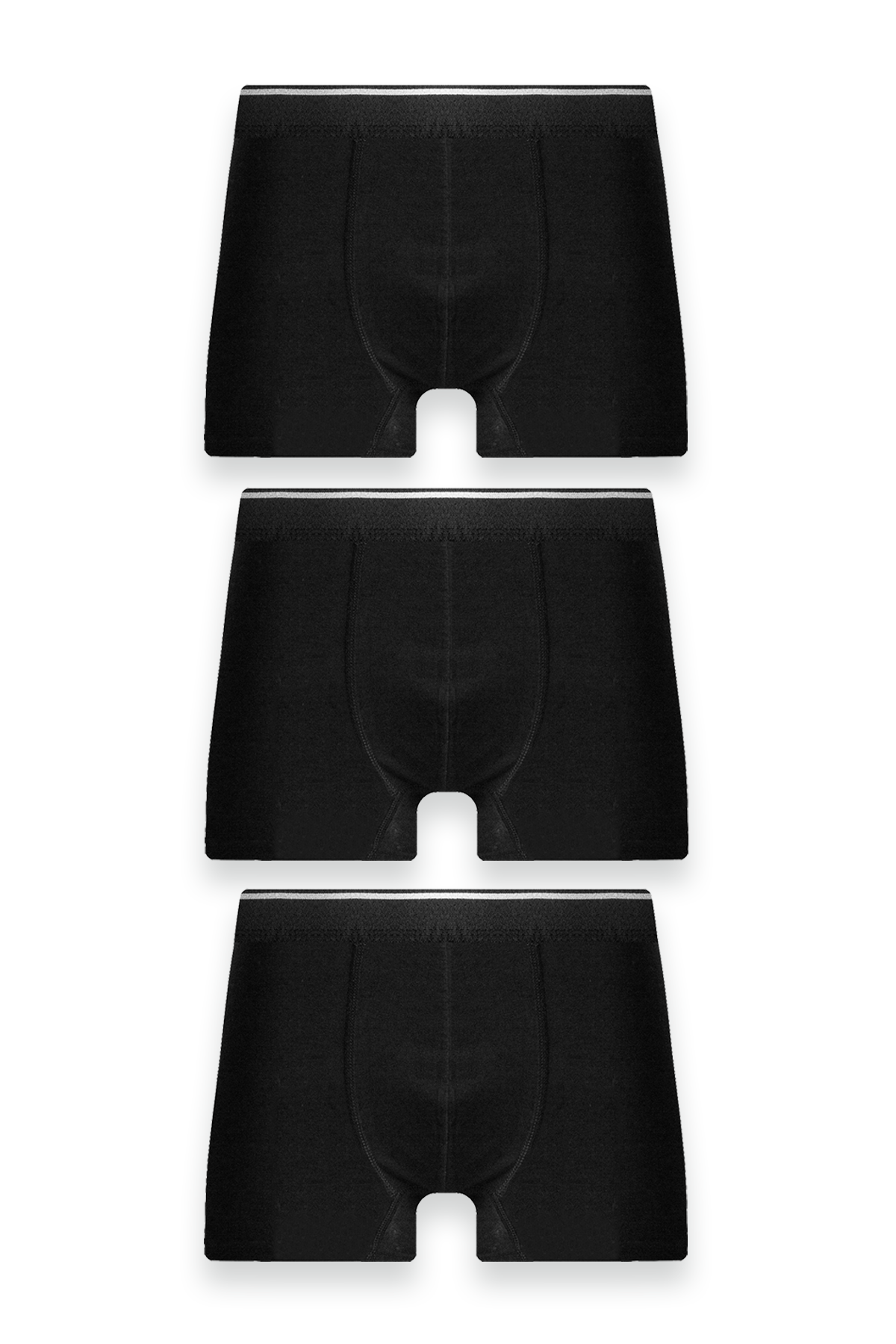 Erkek 3'lü Likralı Beli Çizgili Siyah Boxer - Özel Paketinde
