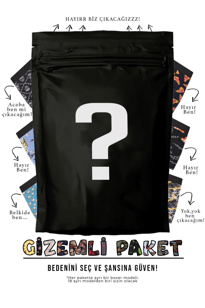 Erkek 20 Adet Rastgele Sürpriz Düz Renk Pamuklu Boxer - Özel Gizemli Paketinde Sürpriz Boxer