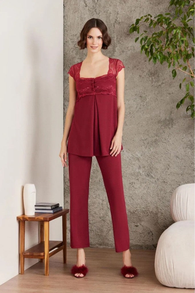 Hamile Lohusa Sabahlıklı Pijama Takım-ekru