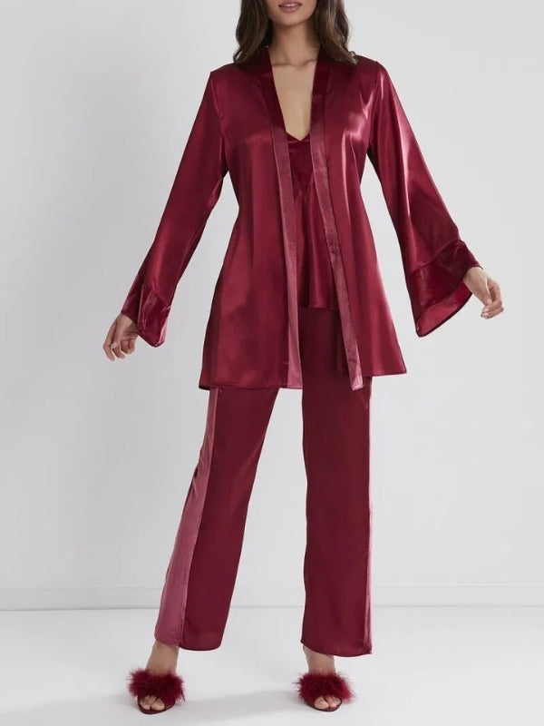Kadife Saten Kadın Pijama Takımı – Bordo / Mist / Pudra / Siyah / Lacivert / Royale