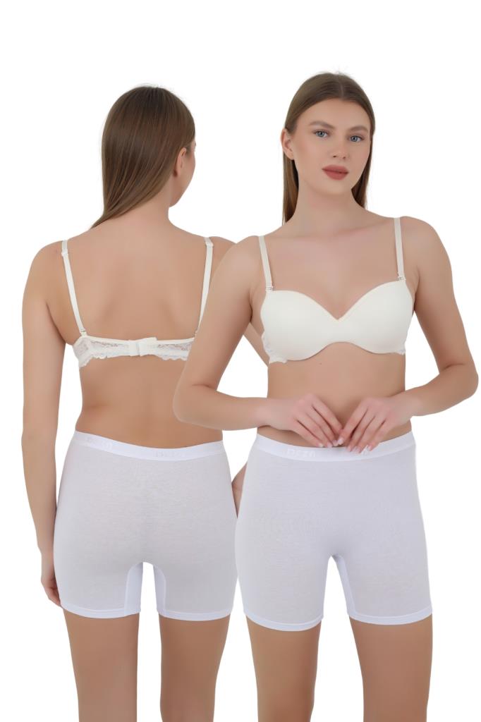 Kadın Boxer Külot - Lastikli Bel ve Yumuşak Kumaş 3'lü Özel Paket (Siyah, Beyaz, Ten Renk)