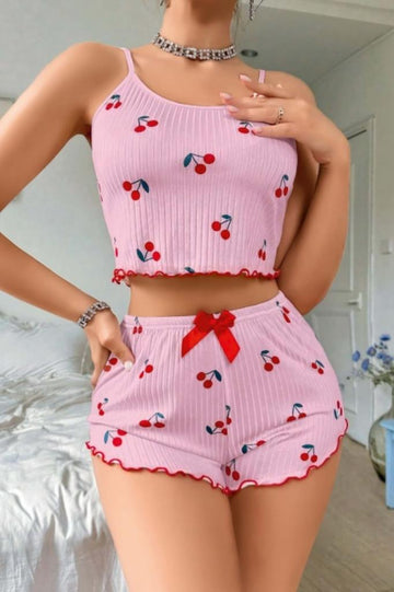 Kadın Askılı Pembe Şortlu Pijama Takım