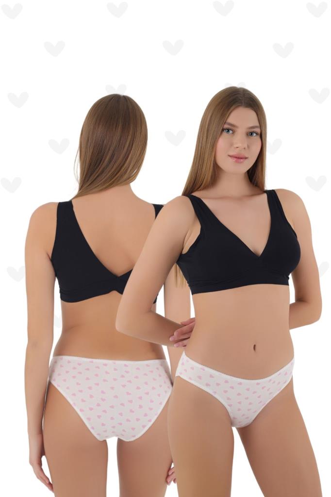 kadın slip külot  kalp desenli 1'li