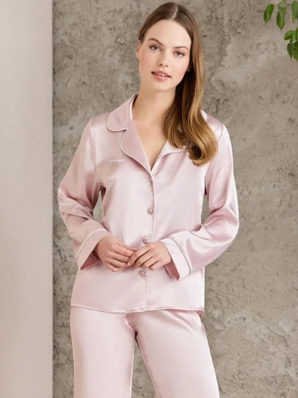 Saten Kadın Pudra Rengi Pijama Takımı