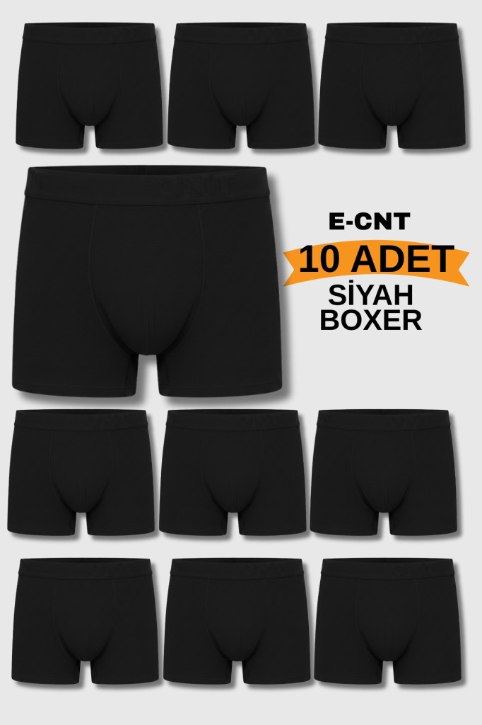 Erkek 10'lu Likralı Boxer Seti – Pamuklu Nefes Alan Rahat İç Giyim